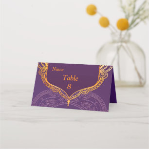 Navy Blue and or Violet with Gold Mandalas Place Card