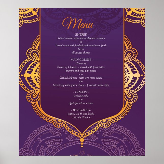 Navy Blue and or Violet with Gold Mandalas Poster (Front)