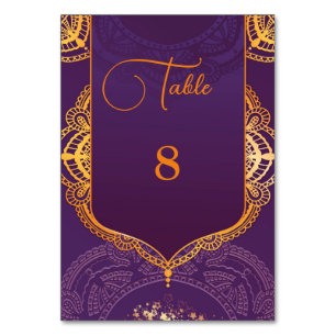 Navy Blue and or Violet with Gold Mandalas Table Number
