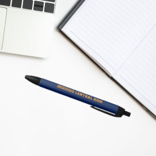 Navy Blue and Orange School Colours and Name Black Ink Pen