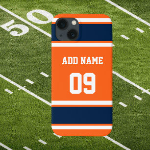 Navy Blue and Orange Sports Stripe  iPhone 13 Case