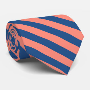 Navy Blue and Peach Orange Tie