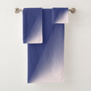 Navy Blue and Pink Diagonal Colour Block Ombre Bath Towel Set