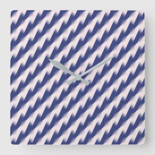 Navy Blue and Pink Diagonal Colour Block Ombre Zig Square Wall Clock