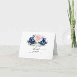 Navy Blue and Pink Floral Wedding Thank You
