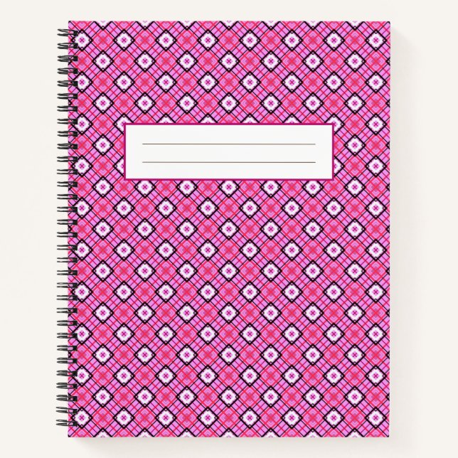 Navy Blue and Pink Geometric Elements Notebook (Front)