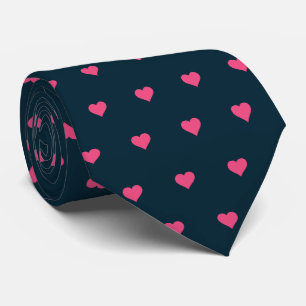 Navy Blue and Pink Hearts Neck Tie
