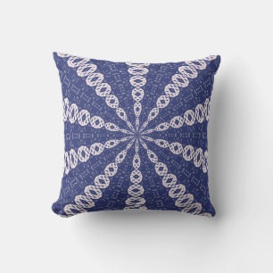 Navy Blue and Pink Mitochondria Kaleidoscope Cushion