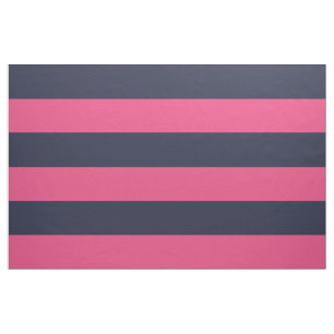 Navy Blue and Pink Wide Stripes Large Scale Fabric