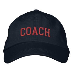 Navy Blue and Red Custom Coach Sports Team Gift Embroidered Hat