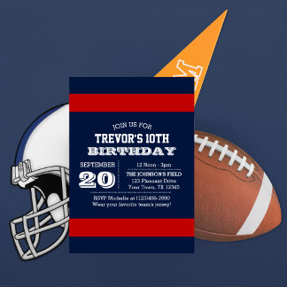 Navy Blue and Red Team Birthday Invitation