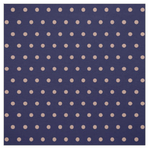 Navy Blue and Rose Gold Textured Polka Dot Pattern Fabric