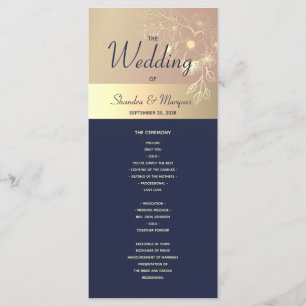 Navy Blue and Rose Gold Wedding Program Programme