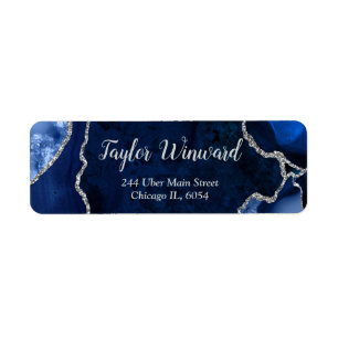 Navy Blue and Silver Agate Marble Birthday Party