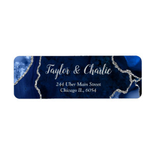 Navy Blue and Silver Agate Marble Wedding