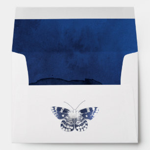 Navy Blue and Silver Butterfly Envelope