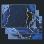 Navy Blue and Silver Faux Glitter Agate Wrapping Paper Sheet<br><div class="desc">These elegant and glamourous wrapping paper sheets are versatile and can be used for giving gifts or art and craft projects. It is ideal for any occasion such as birthdays, weddings, bridal showers, baby showers, anniversaries or general gifts. It features navy blue marble agate on a distressed navy blue background....</div>