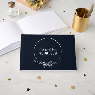 Navy Blue and Silver Foil Wedding Guest Book