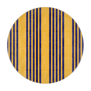 Navy blue and sunny yellow five stripes pattern cutting board