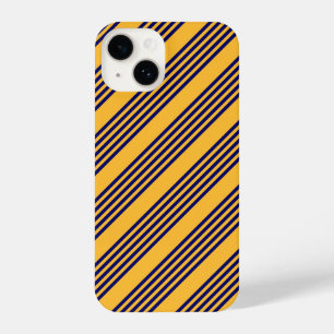 Navy blue and sunny yellow five stripes pattern iPhone 14 case