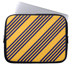 Navy blue and sunny yellow five stripes pattern laptop sleeve