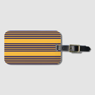 Navy blue and sunny yellow five stripes pattern luggage tag