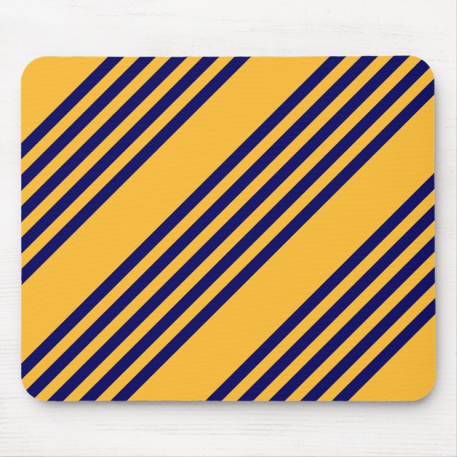 Navy blue and sunny yellow five stripes pattern mouse mat (Front)