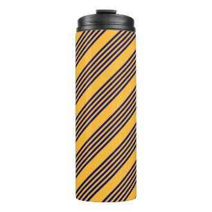Navy blue and sunny yellow five stripes pattern thermal tumbler