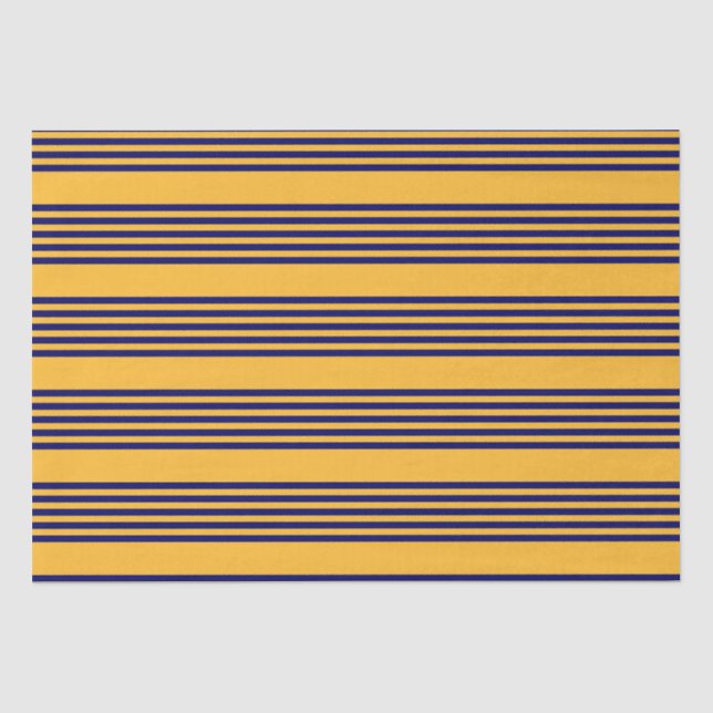 Navy blue and sunny yellow five stripes pattern tissue paper (Front)