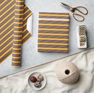 Navy blue and sunny yellow five stripes pattern wrapping paper