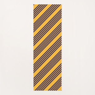 Navy blue and sunny yellow five stripes pattern yoga mat
