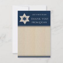 Navy blue and Tan Star of David Thank you notes