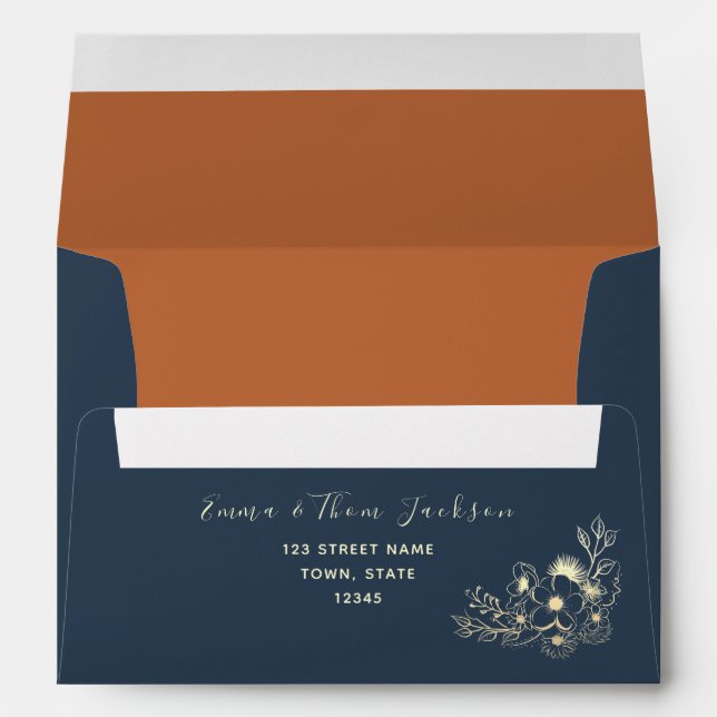 Navy Blue and Terracotta 5x7 Envelope (Back (Bottom))