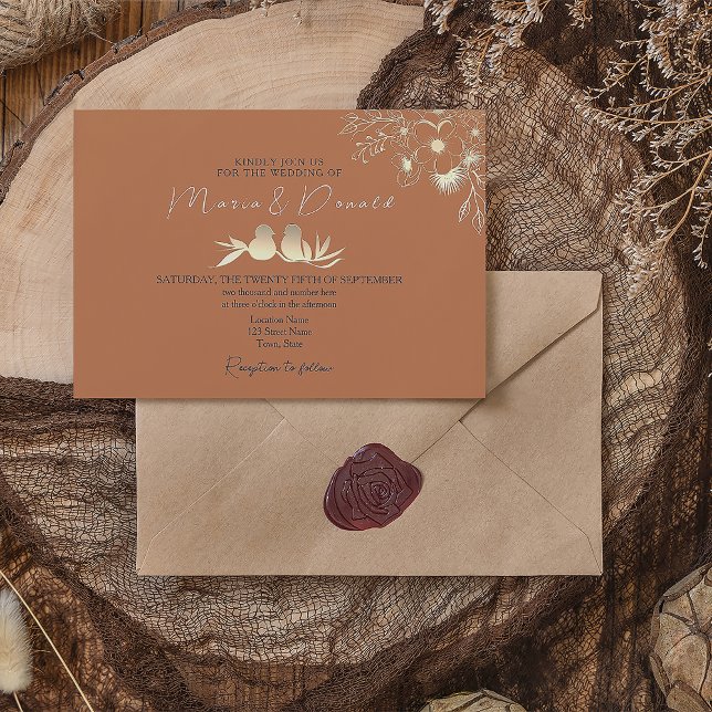Navy Blue and Terracotta Wedding Invitation (Creator Uploaded)