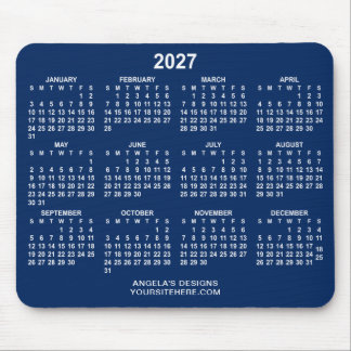 Navy Blue and White 2027 Calendar Promotional Mouse Mat