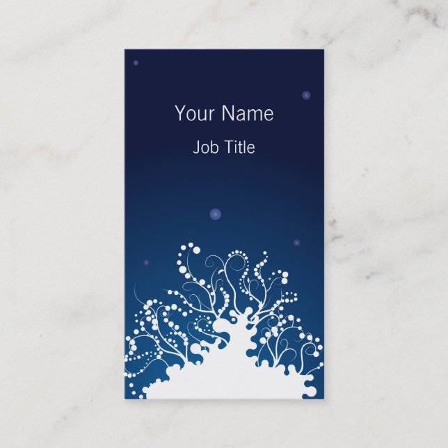 Navy Blue and White Abstract Swirl Art #2 Business Card (Front)
