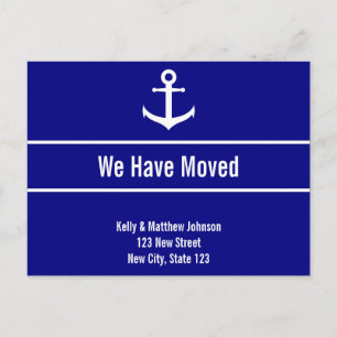 Navy Blue and White Anchor Moving Announcement