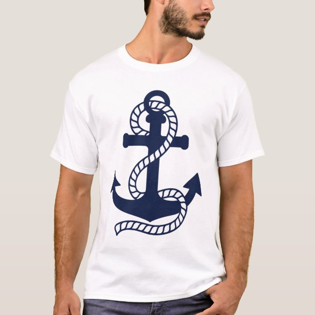 Navy blue and White Anchor T-Shirt (Front)