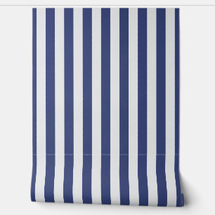 Navy blue and white awning stripe  wallpaper
