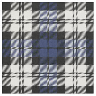 Navy Blue and White Black Watch Tartan Plaid Fabric