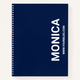 Navy Blue and White Bold Personalised Notebook