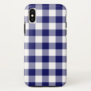 Navy Blue and White Buffalo Plaid iPhone X Case
