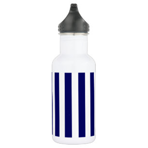 Navy blue and white candy stripes 532 ml water bottle