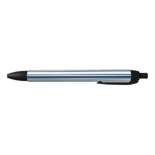 Navy blue and white candy stripes black ink pen