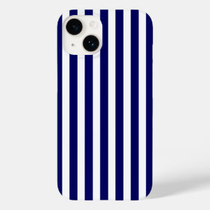 Navy blue and white candy stripes Case-Mate iPhone 14 case