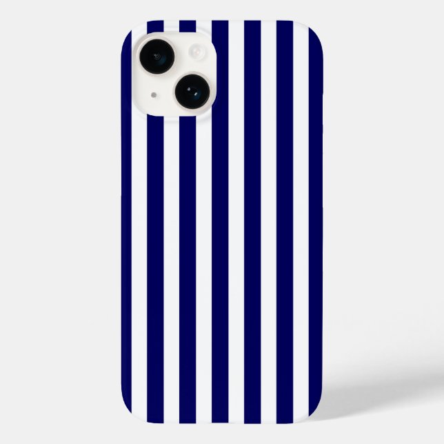 Navy blue and white candy stripes Case-Mate iPhone case (Back)