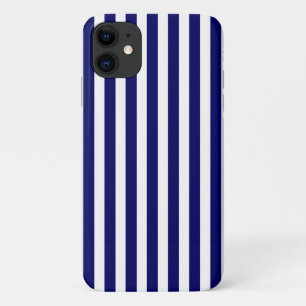 Navy blue and white candy stripes iPhone 11 case