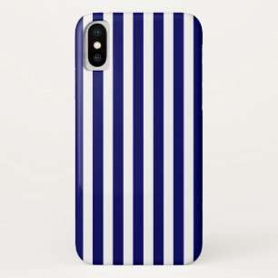 Navy blue and white candy stripes iPhone x case