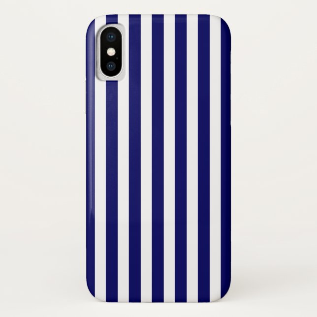 Navy blue and white candy stripes Case-Mate iPhone case (Back)