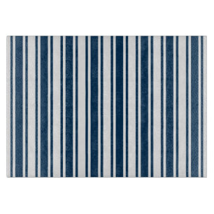 Navy blue and white candy stripes cutting board